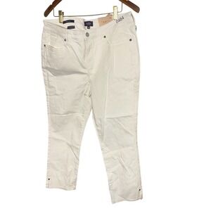 NYDJ Jeans Womens Petite 12P White Lift Tuck Straight Leg 5-Pocket‎ Denim